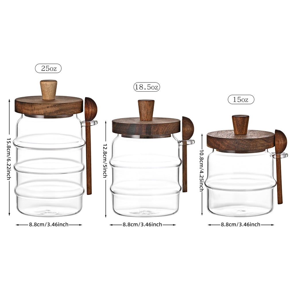 3 Piece Pcs Glass Coffee Jars With Spoons Candy Biscuit Storage Tea Snack Seasoning - Additional View 7