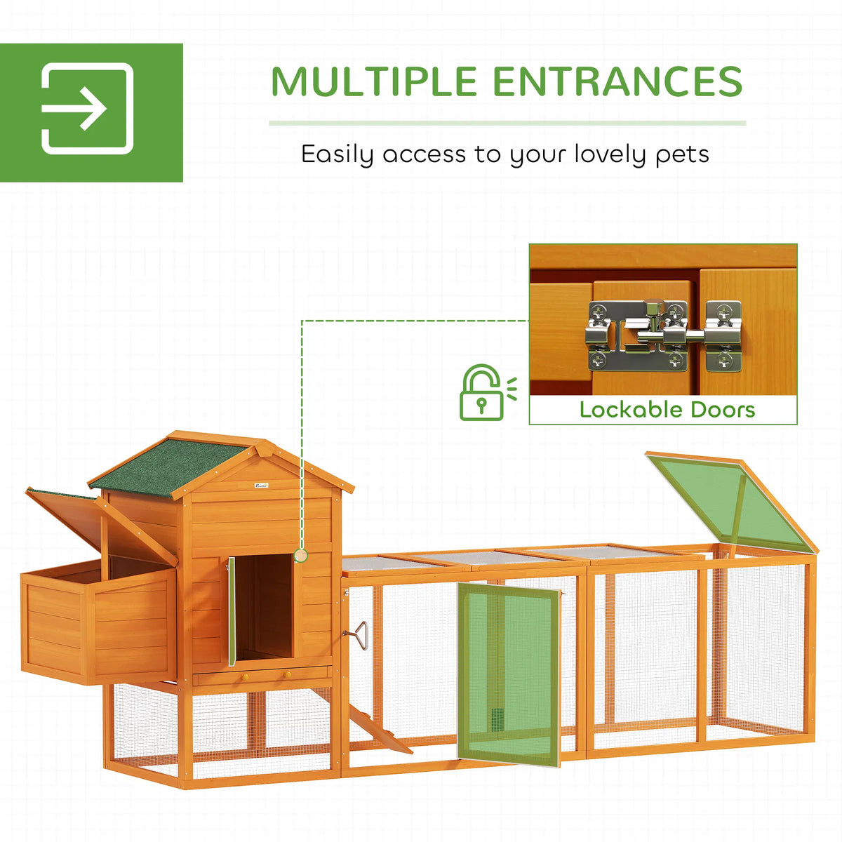 117" Extra Large Chicken Coop with Asphalt Roof Wooden Hen House with - Image 5