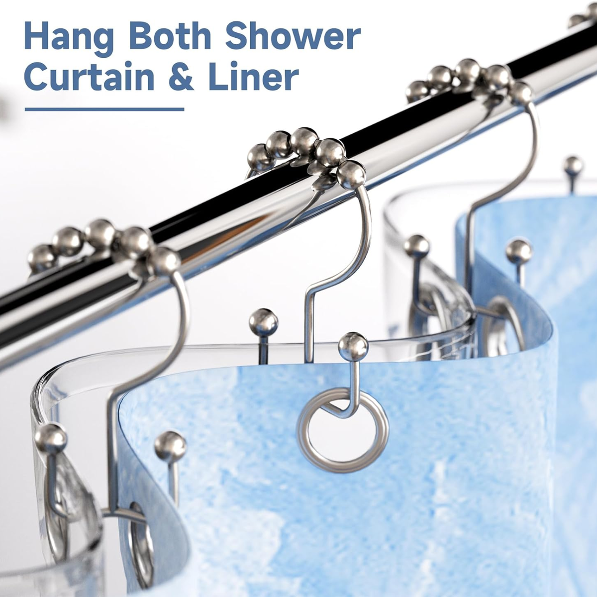 12 Pack Shower Curtain Hooks Rust Resistant Metal Double Glide Rings For - Image 2