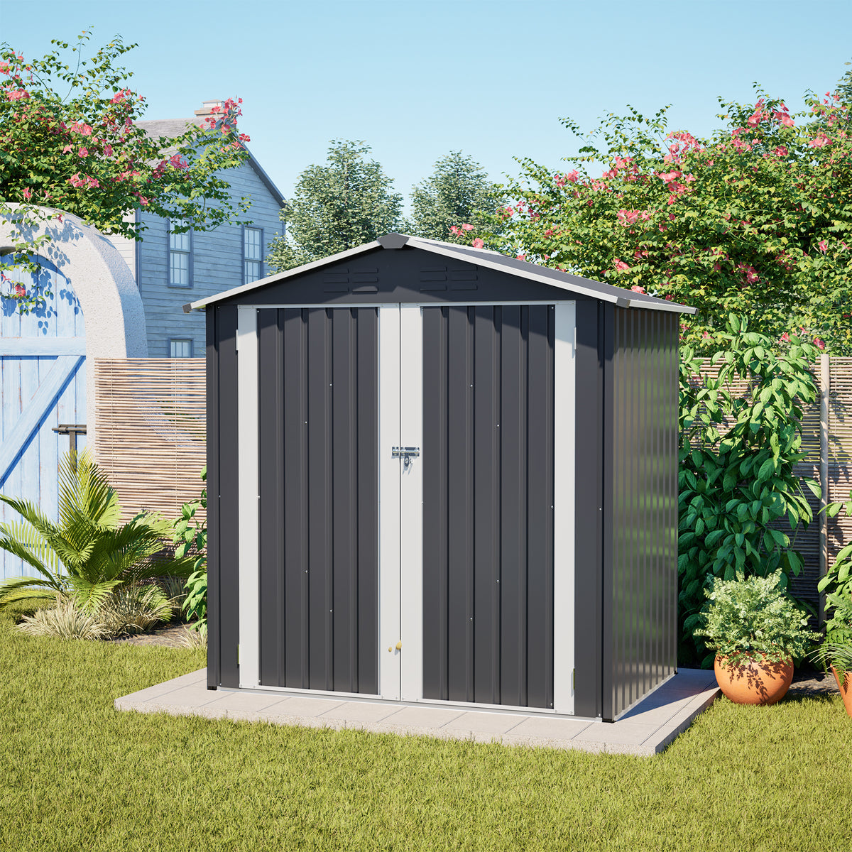 6x4ft metal outdoor storage shed product view 1
