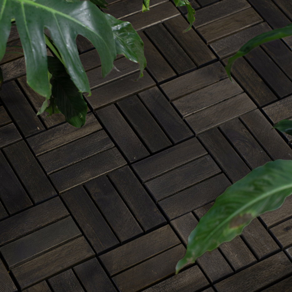 Acacia Wood Interlocking Deck Tiles Checker Pattern 10PCS 12inch X 12inch - Image 4