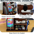 Teslyar Wood Phone Docking Station For Men Desk Or Nightstand Organizer