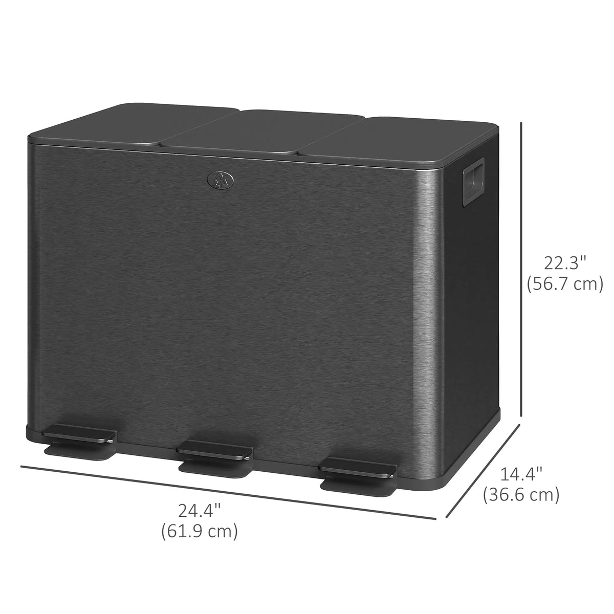 Triple Garbage Bin Soft Close Trash Can with Foot Pedal 3 x 20 Liter Garbage - Image 4