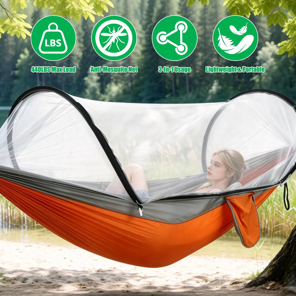 Camping Hammock with Mosquito Net 3 in 1 Portable Hammock Tent with Built In - Image 3