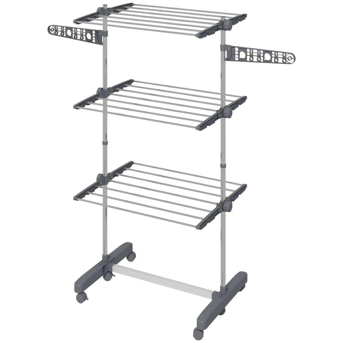 3 Tier Foldable Clothes Drying Rack Stainless Steel Laundry Rack with 2 Side - Image 5