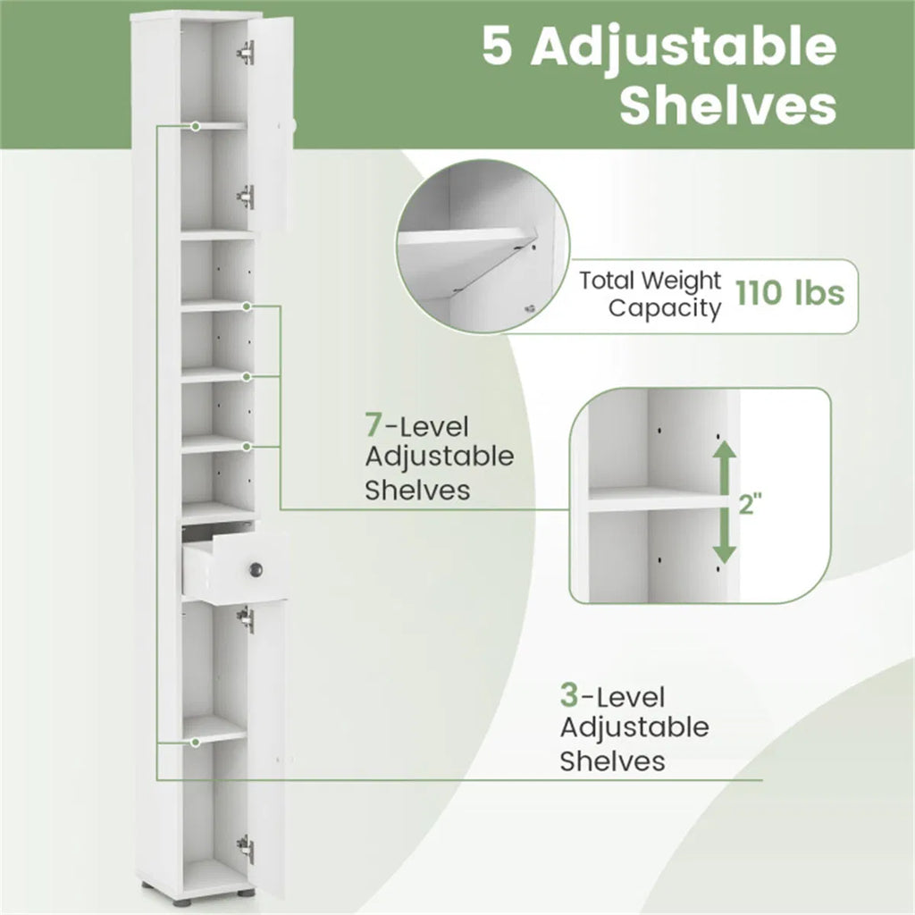 Slim Tall Bathroom Storage Cabinet 8" x 8" x 71" Narrow Floor Organizer with - Image 5