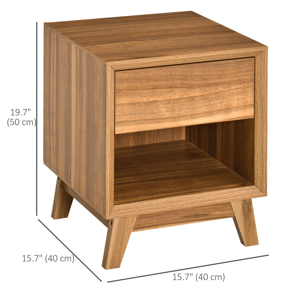 Bedside Table for Bedroom Nightstand with Drawer and Shelf Modern Side End - Image 3