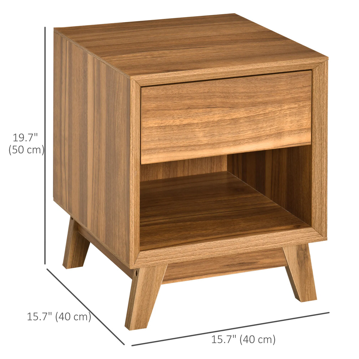 Bedside Table for Bedroom Nightstand with Drawer and Shelf Modern Side End - Image 3