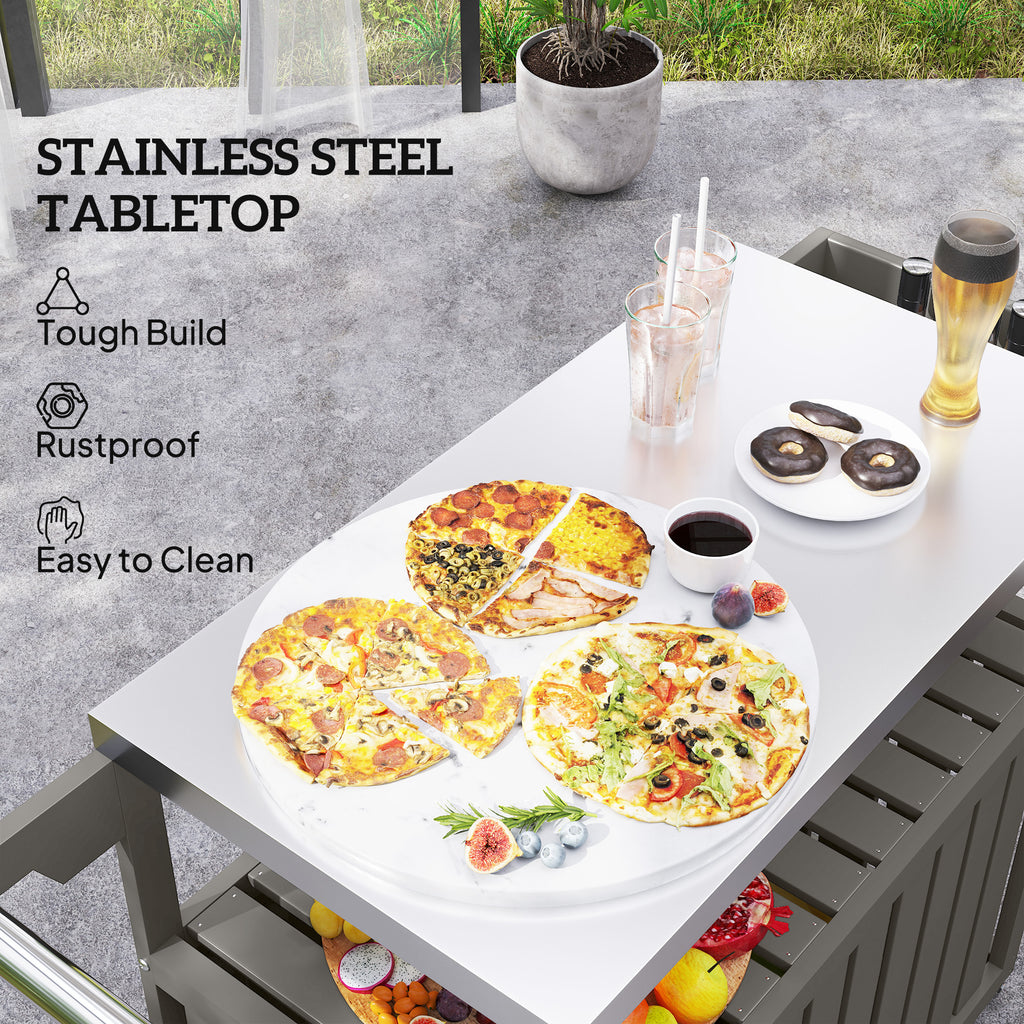 mobile outdoor BBQ prep cart with stainless steel counter product view 4