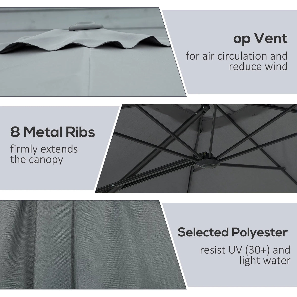 8FT Cantilever Patio Umbrella Offset Patio Umbrella with Cross Base for Deck