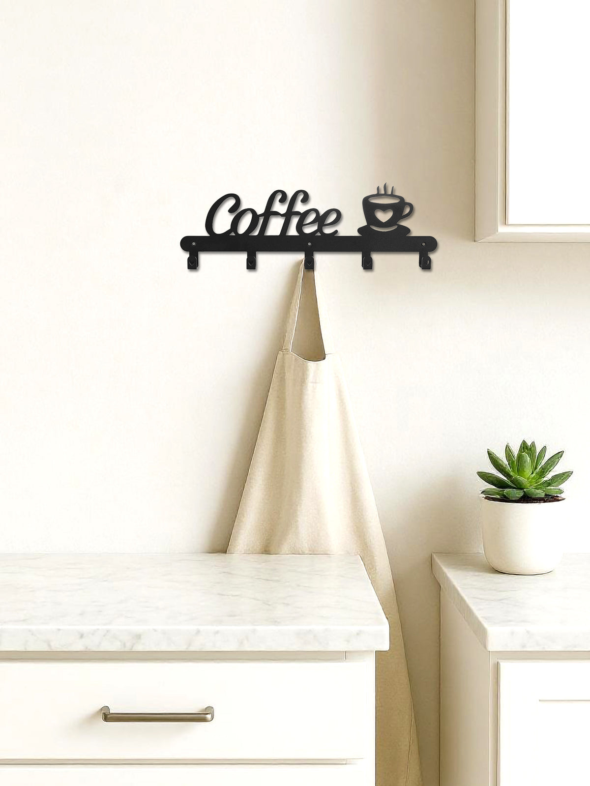 Metal Coffee Mug Holder Rack Wall Mounted With Hooks For Cups & Coats - Image 5