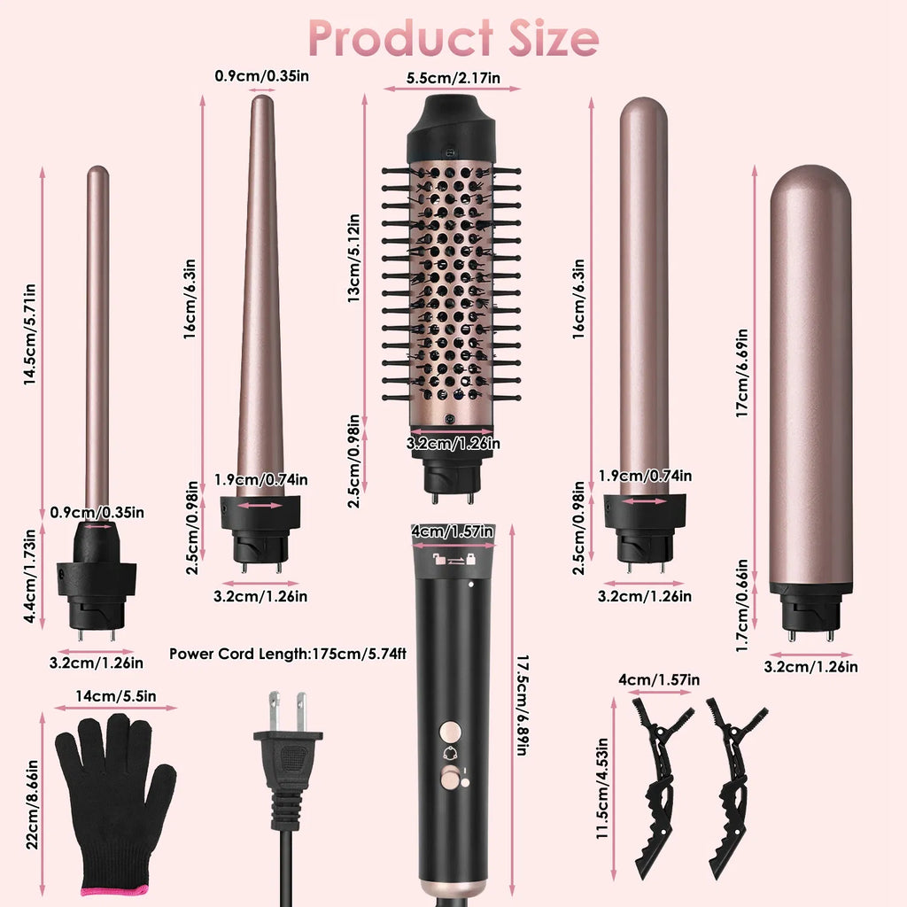 5 in 1 Curling Wand Hair Curling Iron Normal Type Brush Anti Tangle Hair