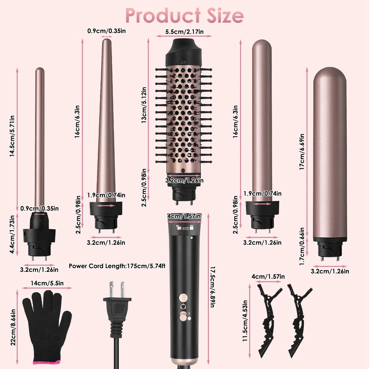5 in 1 Curling Wand Hair Curling Iron Normal Type Brush Anti Tangle Hair