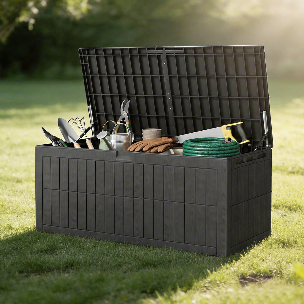 220 Gallons Outdoor Storage Box Large Capacity Water Proof Lockable Resin Deck - Image 5