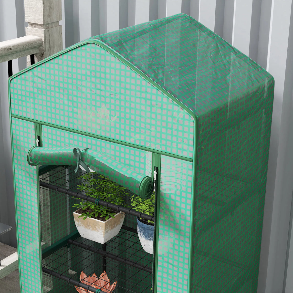 5 Tier Mini Greenhouse Portable Outdoor Flower Stand with Shelf Clips Indoor