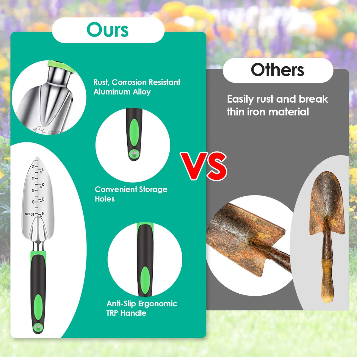 Aluminum Alloy Gardening Hand Tools 13 Piece Set Multi Function Garden Kit - Image 5