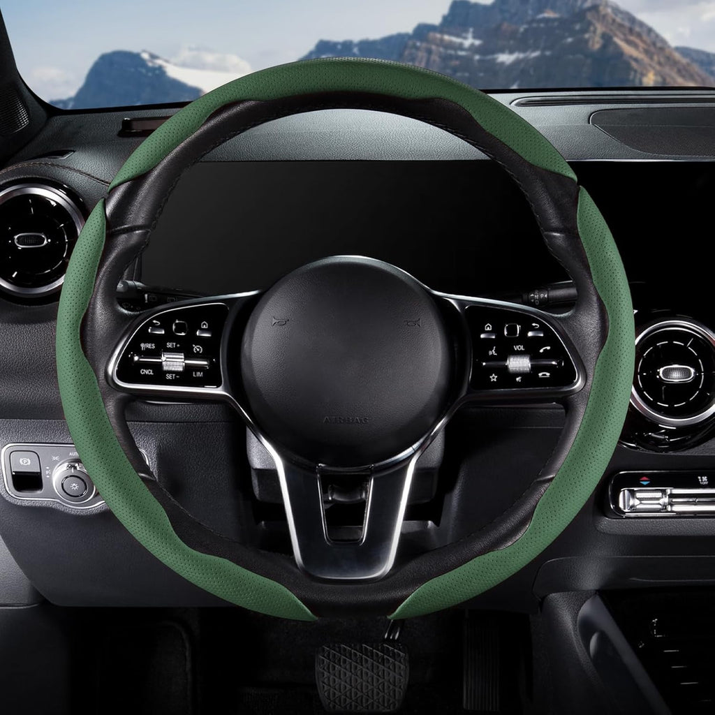 Car Steering Wheel Cover Leather Snap On 3pcs Set Non Slip Protector Wrap - Image 2