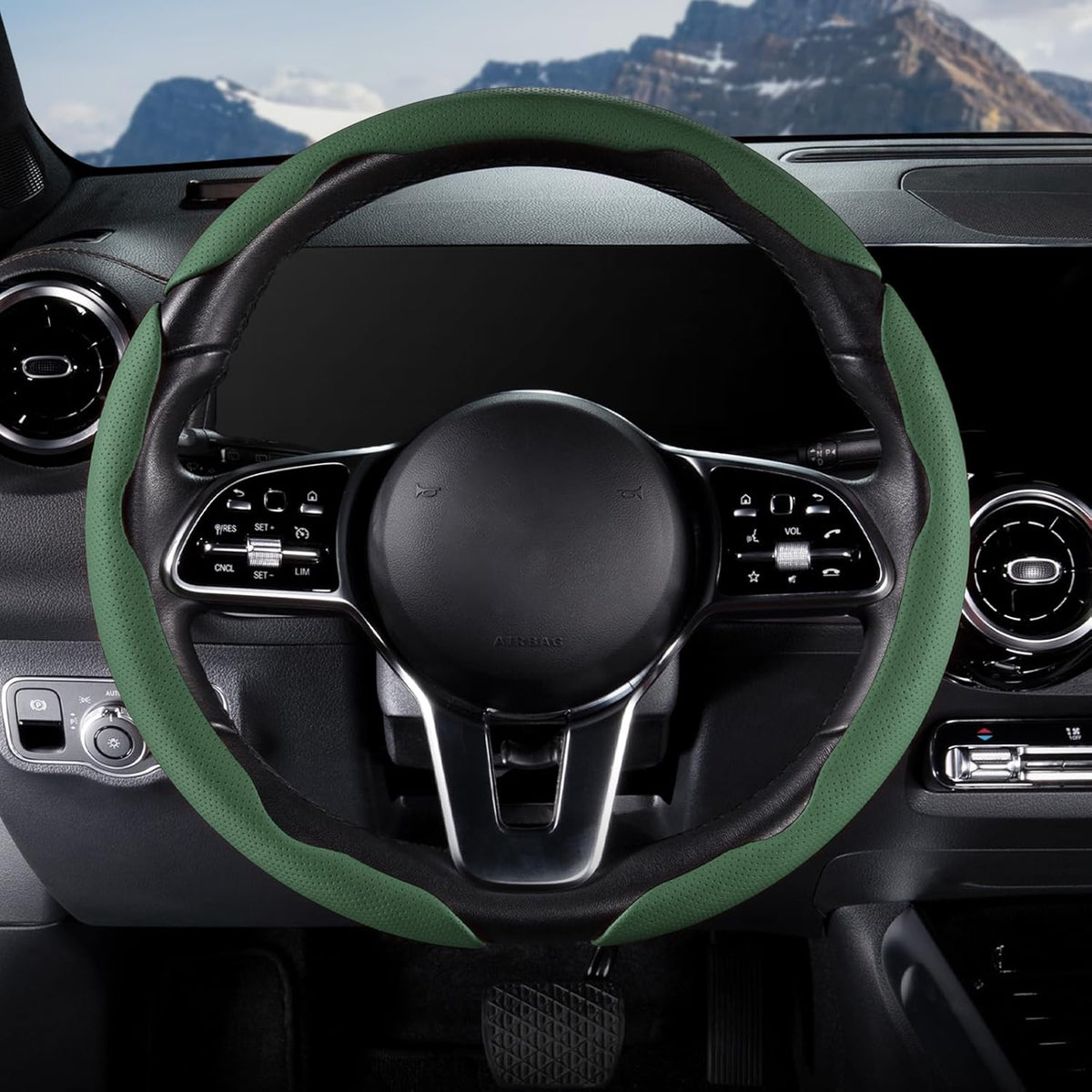 Car Steering Wheel Cover Leather Snap On 3pcs Set Non Slip Protector Wrap - Image 2