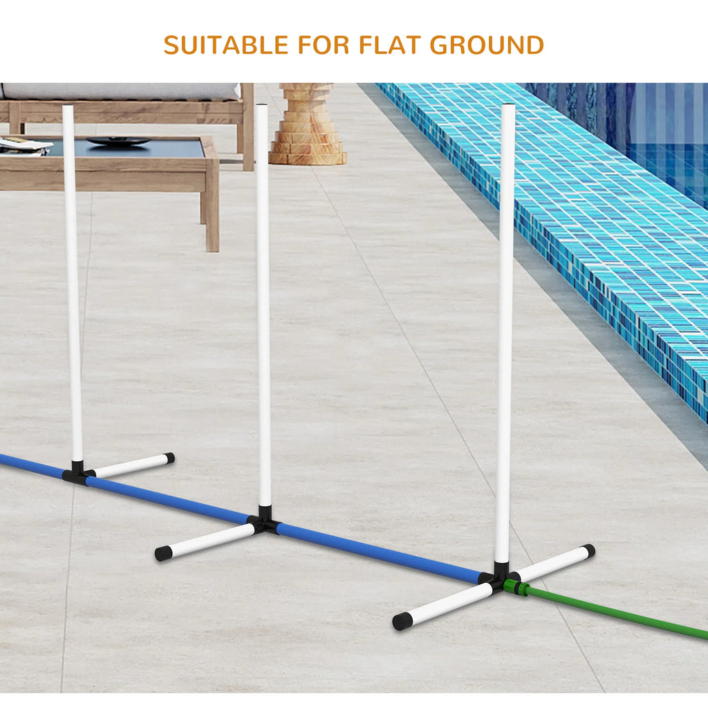 2PCs Dog Agility Kit with Weave Poles Spray Water Tube Whistle Carry Bag White - Image 3