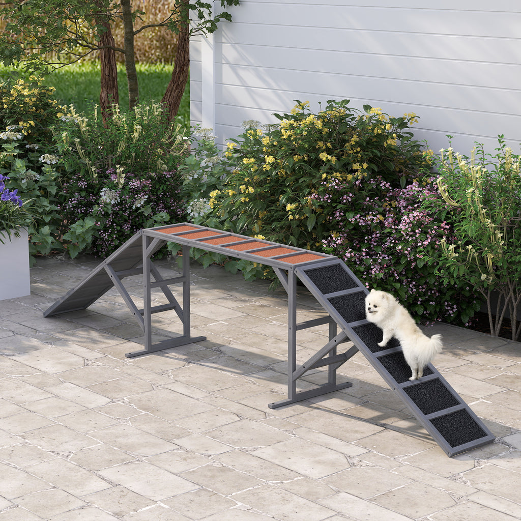 Dog Agility Equipment Ramp with Safety Bar Non slip Surface for Walk and - Image 2