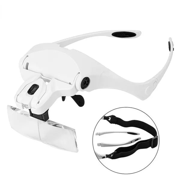 Five Sets Of Optical Lenses In The Dual LED Headwear Magnifying Glass Style