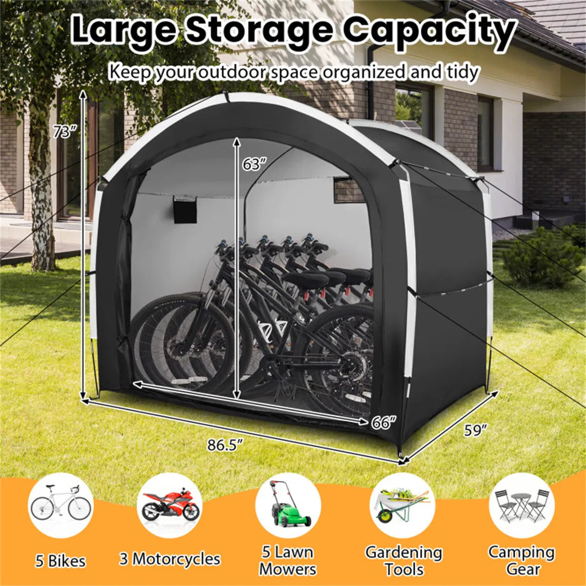 7.2x5.1ft outdoor bike and utility storage tent product view 8