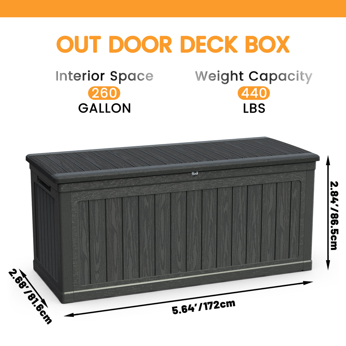 260-gallon XXL outdoor storage deck box product detail