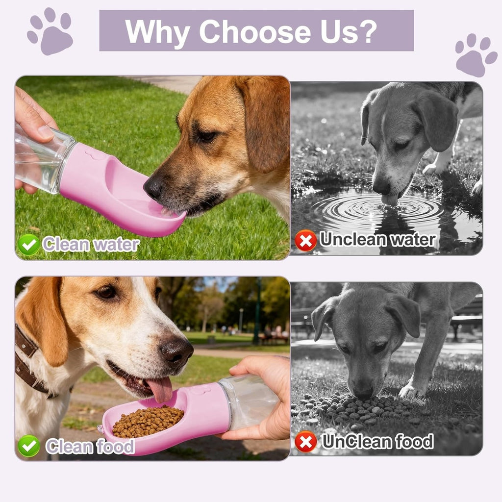 portable dog water bottle with in use lifestyle