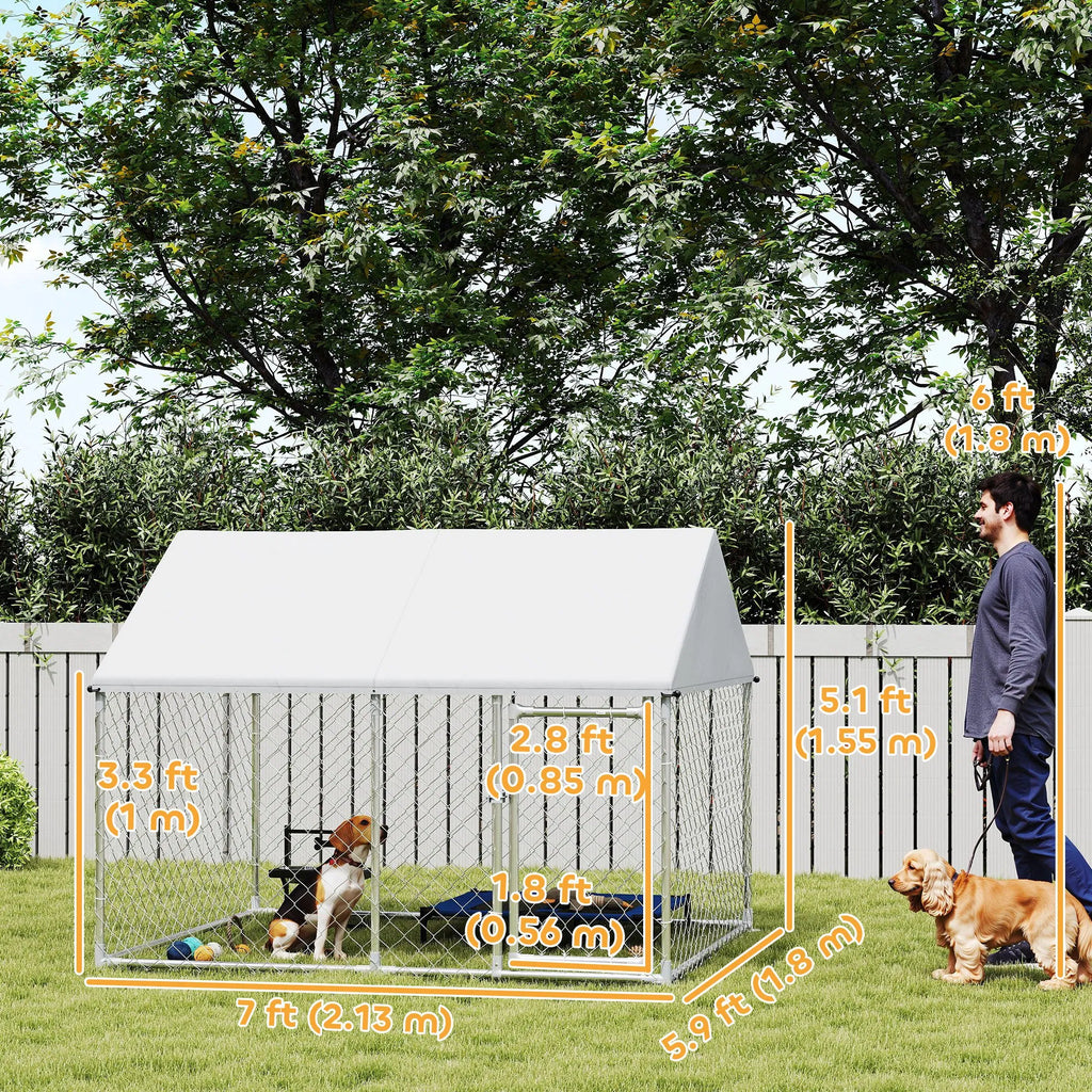 Outdoor Dog Kennel with Waterproof & Anti UV Cover Quick Connect Frame Secure - Image 3