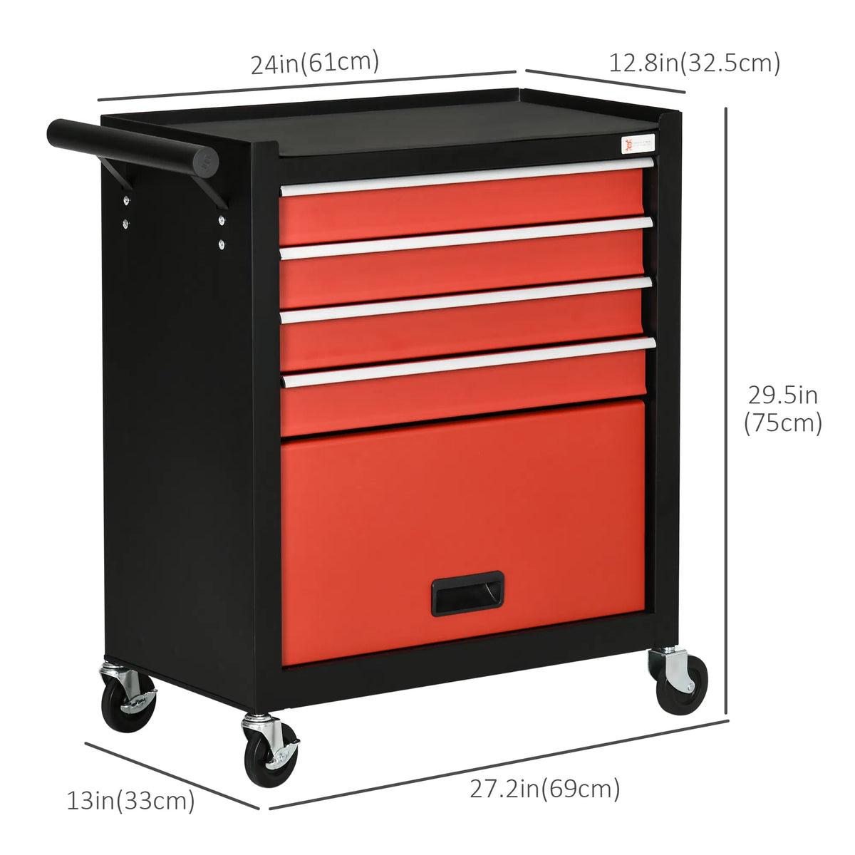 Tool Box Storage Cabinet 4 Drawer Rolling Wheels Portable Organizer Garage - Image 3