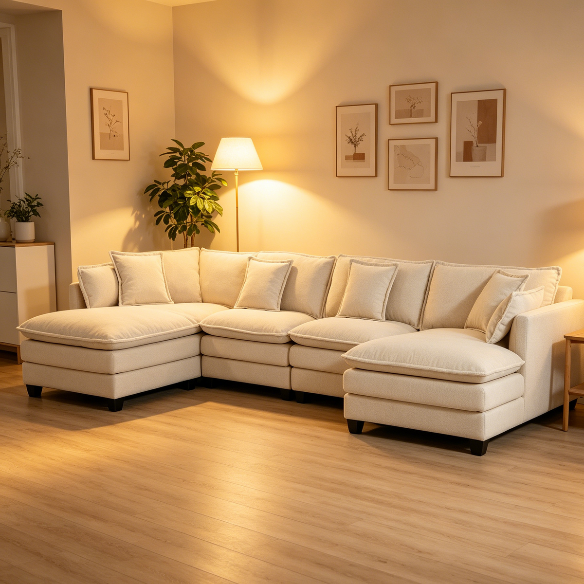 Modern 4seats with 2ottoman 149.61"Sectional Sofa with Waist Pillows 4 seat - Image 5