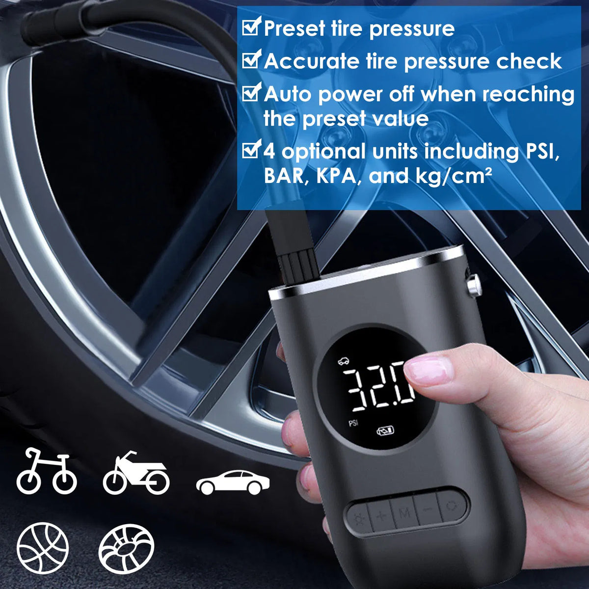 Car Tire Inflator Pump Portable Car Air Compressor Wireless Electric Air Pump - Image 5