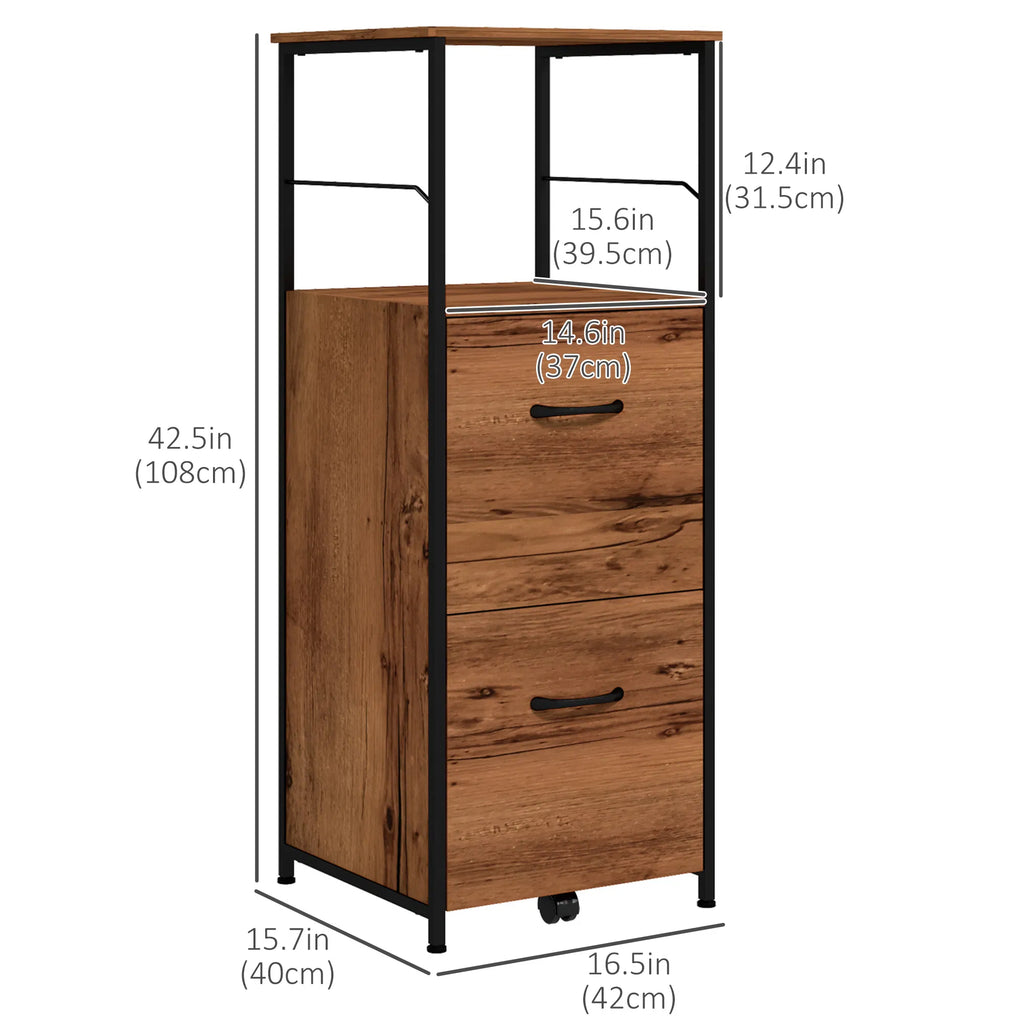 Vertical Filing Cabinet Tall File Cabinet with 2 Drawers Hanging Bars for - Image 5