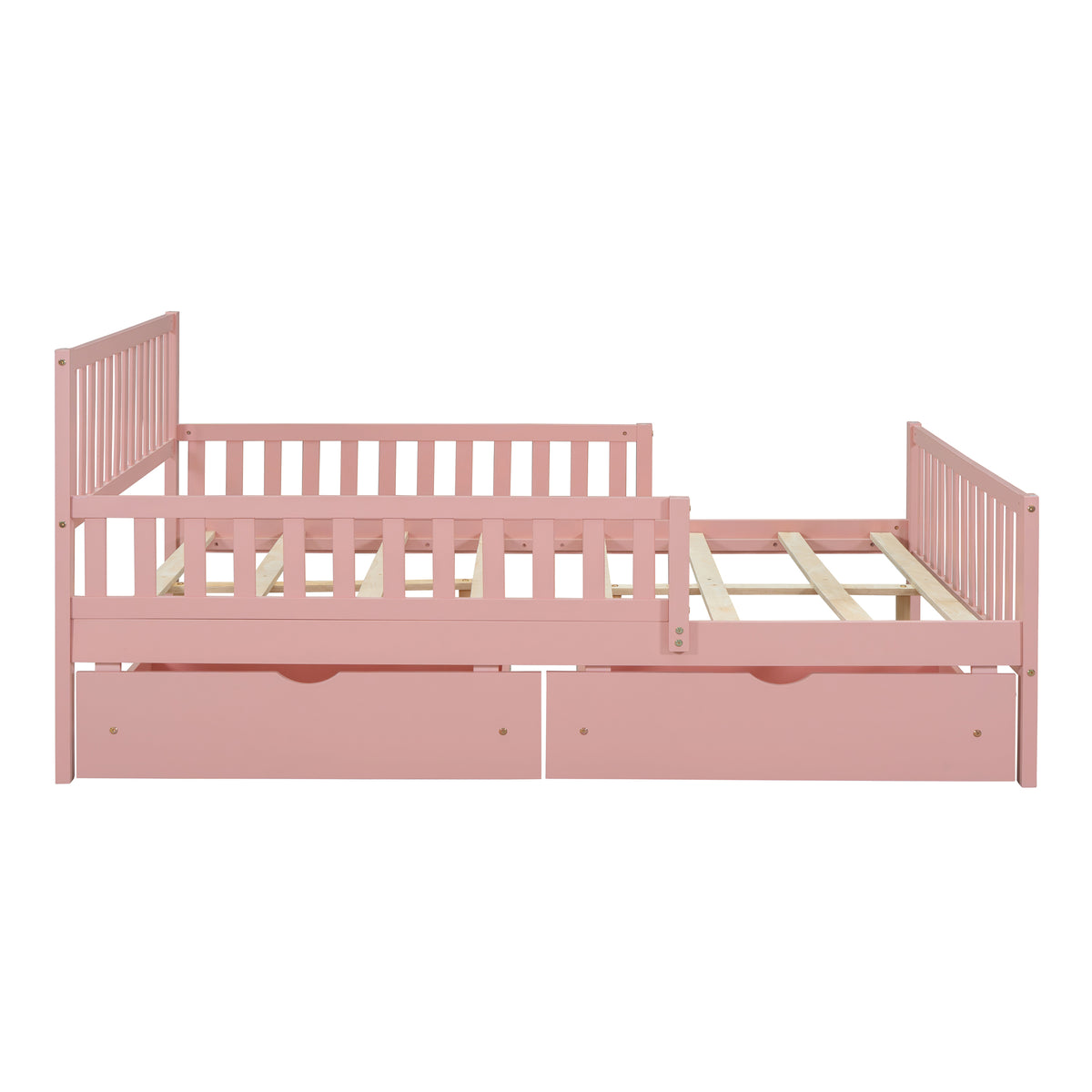 Pink Full Platform Bed with Two Storage Drawers