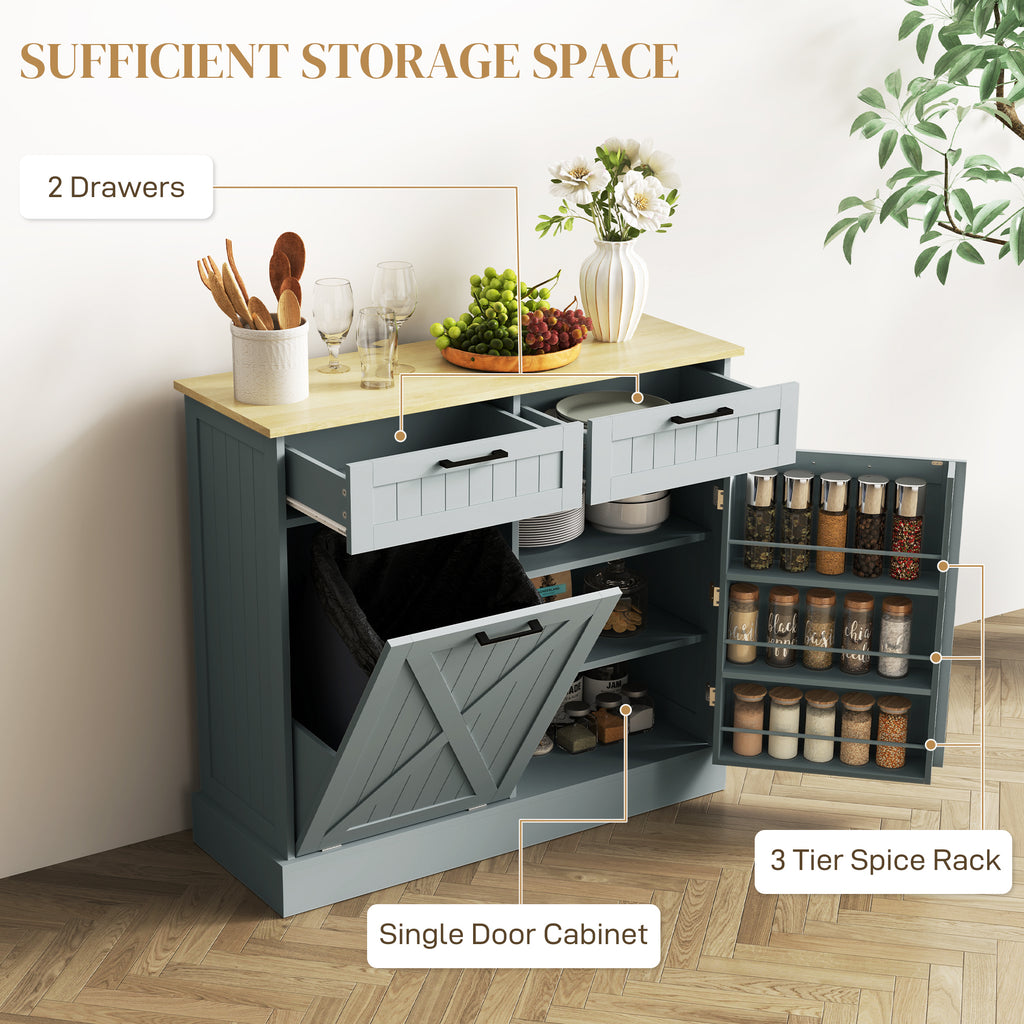 10 Gallon Farmhouse Kitchen Cabinet with Hidden Trash Can and 2 Drawers Tilt - Image 5