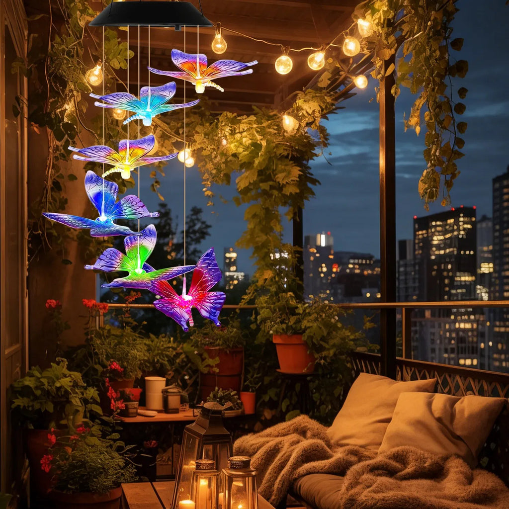 2PCS Outdoor Solar Wind Chimes Solar Butterfly Wind Chimes Color Changing LED - Image 5