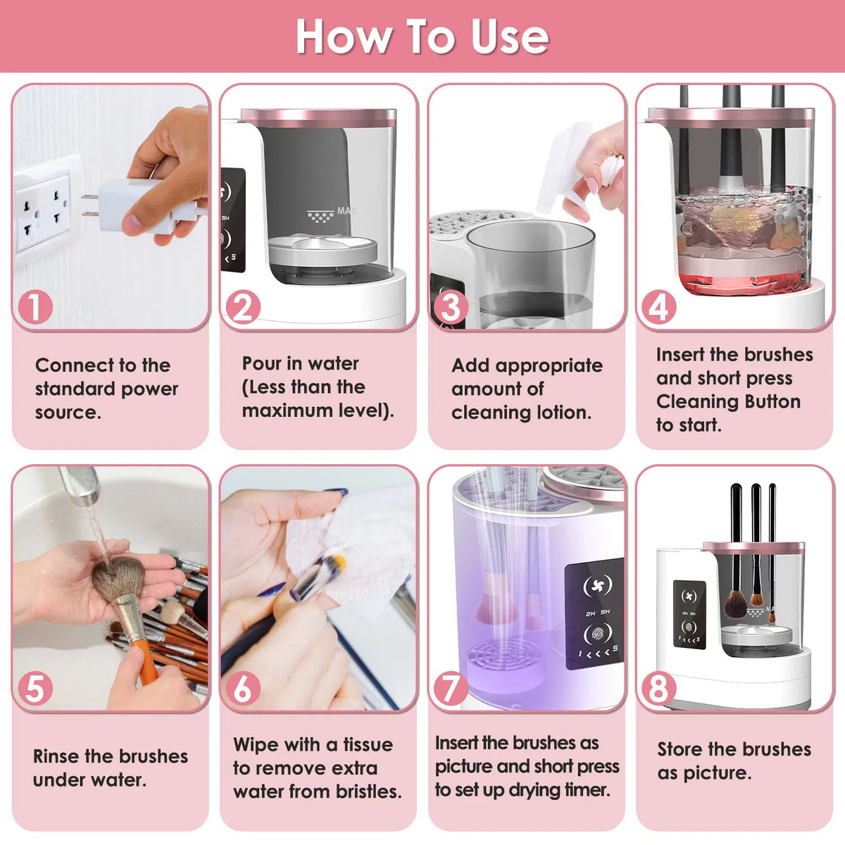 4 In 1 Electric Makeup Brush Cleaner USB Powered Automatic Brush Blender - Image 4
