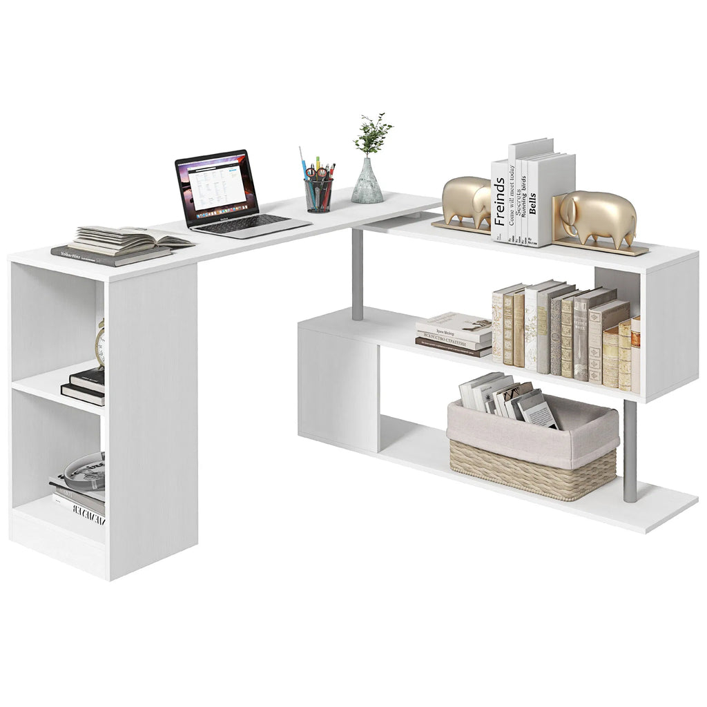 55" Corner Computer Desk 360° Rotating L Shaped Desk Home Office Workstation - Image 2