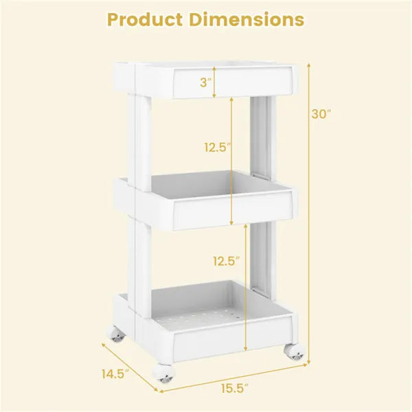 3 Tier DIY Rolling Storage Cart 15.5 X 14.5 X 30 With Detachable Ventilated - Image 3