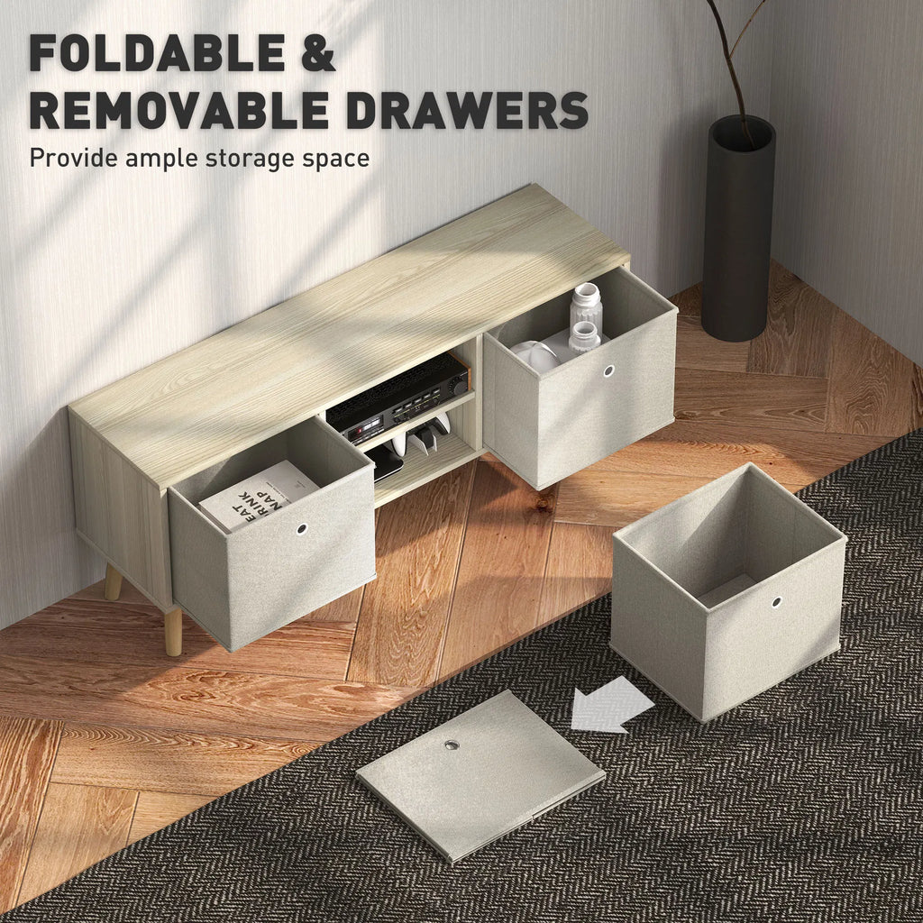 Modern TV Stand Cabinet with Foldable Drawers and Shelves for Living Room - Image 3