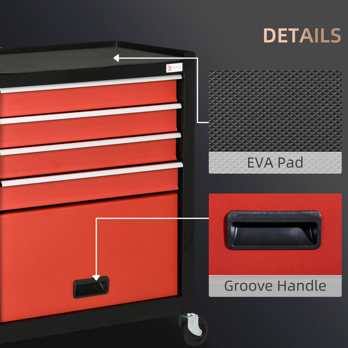 Tool Box Storage Cabinet 4 Drawer Rolling Wheels Portable Organizer Garage - Image 5