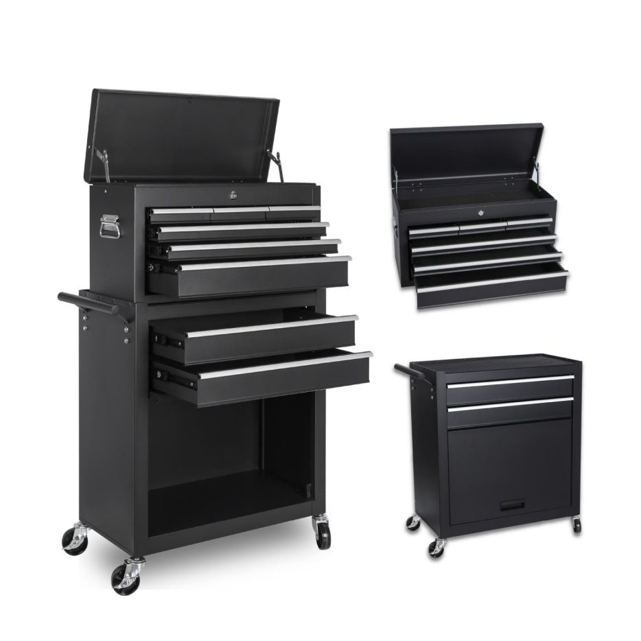 Tool Chest 8 Drawer Rolling Tool Storage Cabinet With 2 In 1 Detachable Top