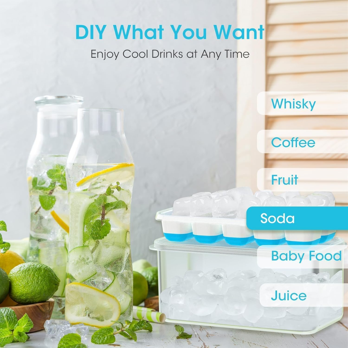 Ice Cube Tray With Lid And Bin 4 Pack Silicone Ice Cube Trays For Freezer - Image 5