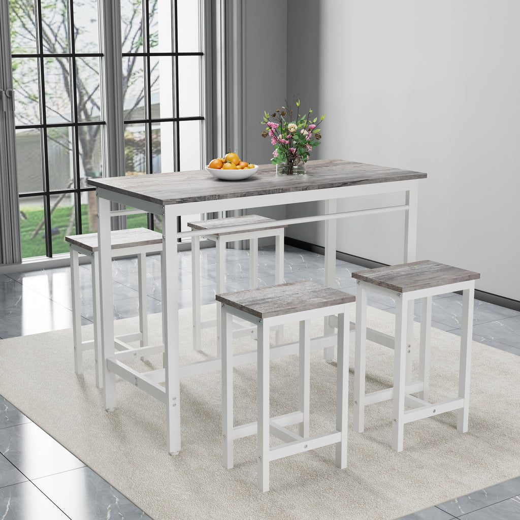 5-Piece White Oak Bar Table Set