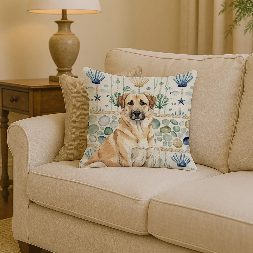 Anatolian Shepherd Dog Coastal Sea Glass Throw Pillow Decorative Indoor - Image 2