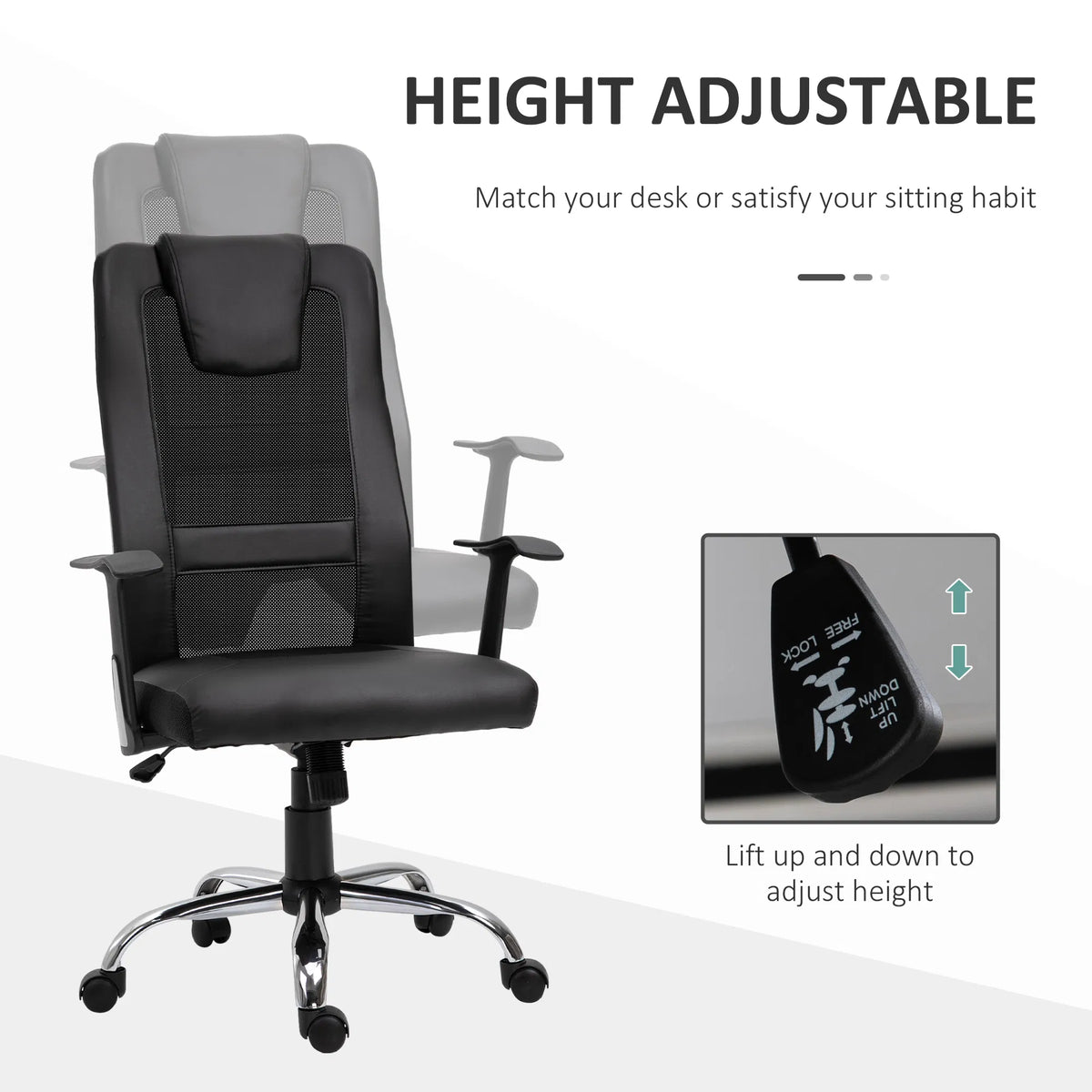 Ergonomic Office Chair with Thick Padded Headrest Mesh Computer Desk Chair - Image 4