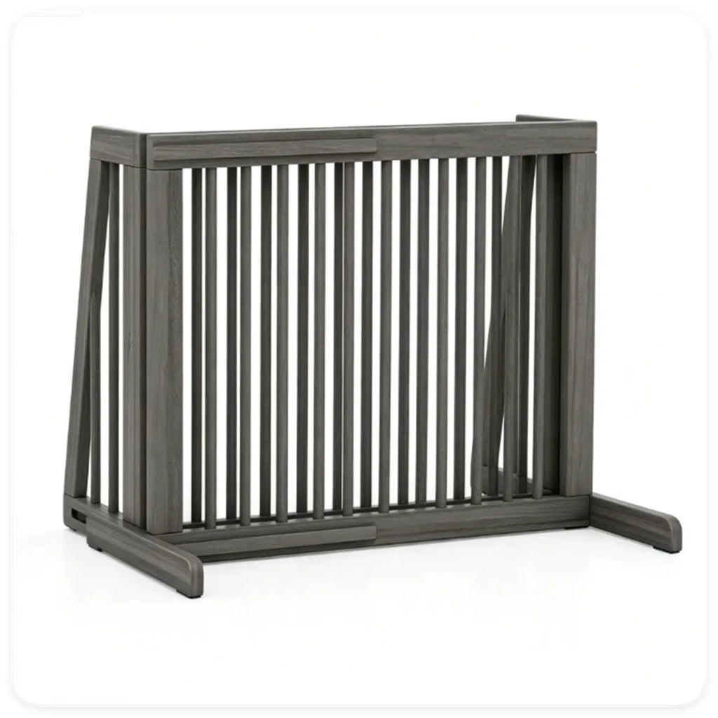 Adjustable Expandable Wooden Pet Gate 22 Inch Tall Freestanding Safety Fence - Image 4