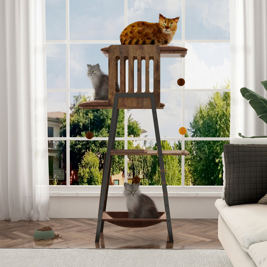 Modern Cat Tree 58 Inch Cat Tower for Large Cats Maine Coon Cat Tree with - Image 5