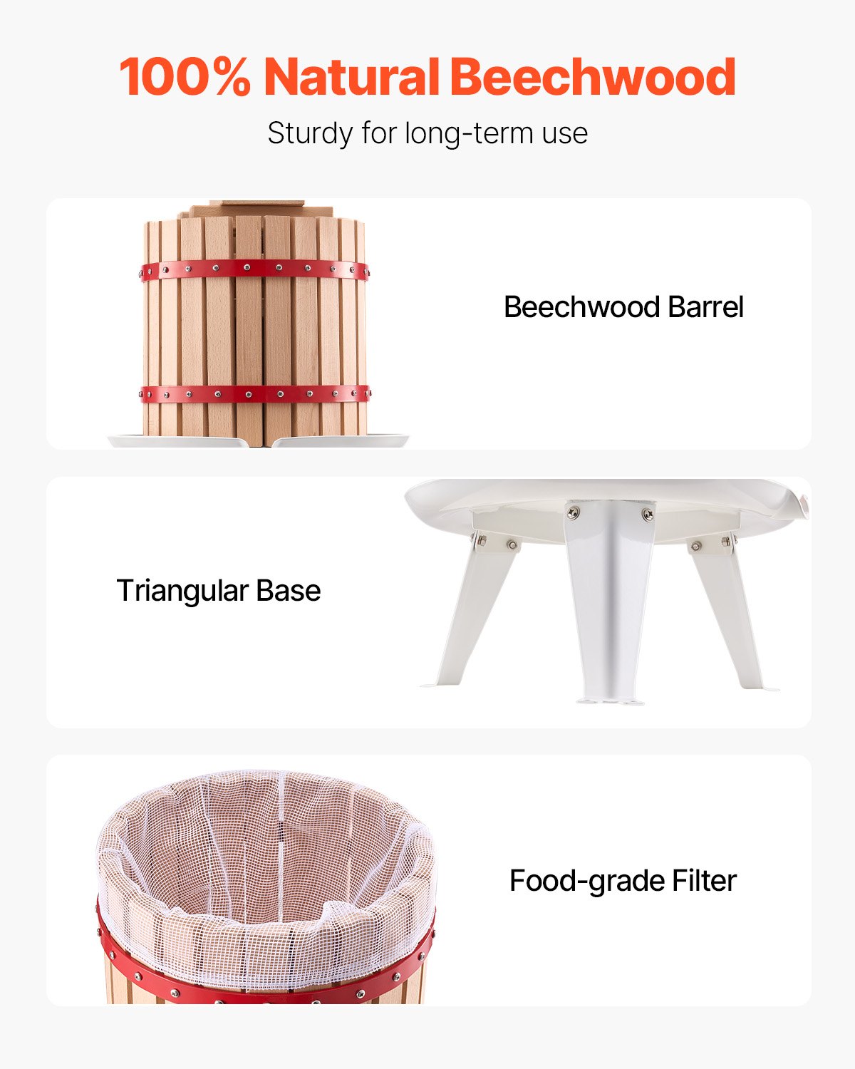 Fruit Wine Press Manual For Making Gal 12L Wood Basket - Image 4