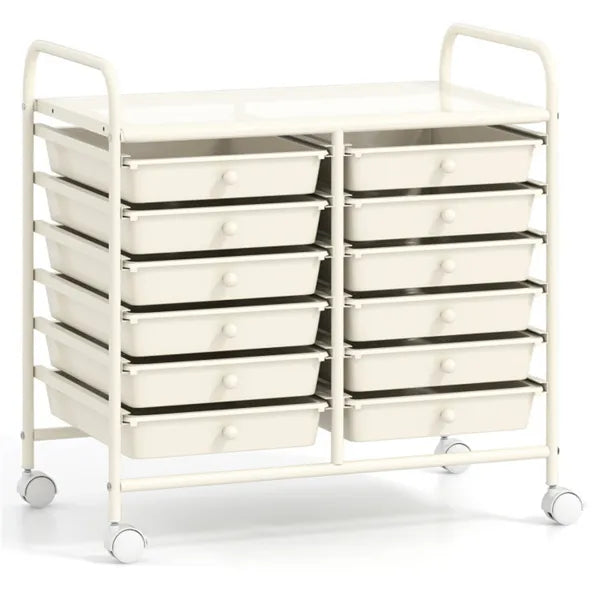 12 Drawer Rolling Storage Cart 2 Row 10 Storey Multicolor Drawers 4 Wheels - Image 3